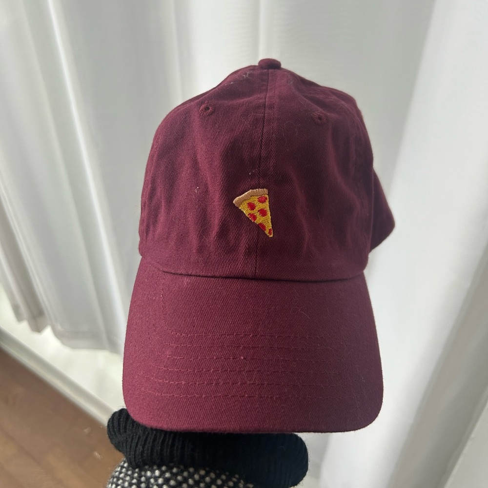 Cute Pizza Skateboards Emoji Delivery Maroon Embroidered Cap